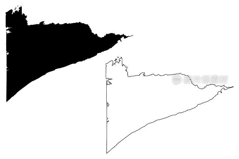 美国明尼苏达州库克县(U.S. County, United States, USA, U.S.)地图矢量插图，草稿示意图库克地图